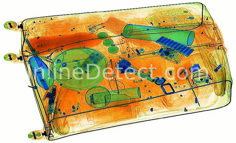 X-ray image of luggage on an introscope